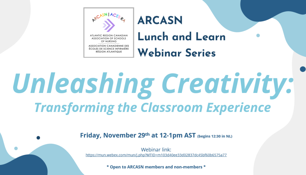 ARCASN Lunch and Learn Webinar Series graphic. Unleashing Creativity theme