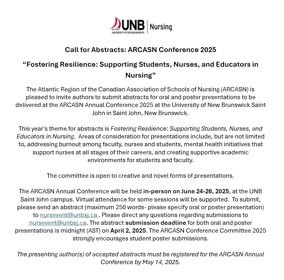 UNB Call for Abstracts content